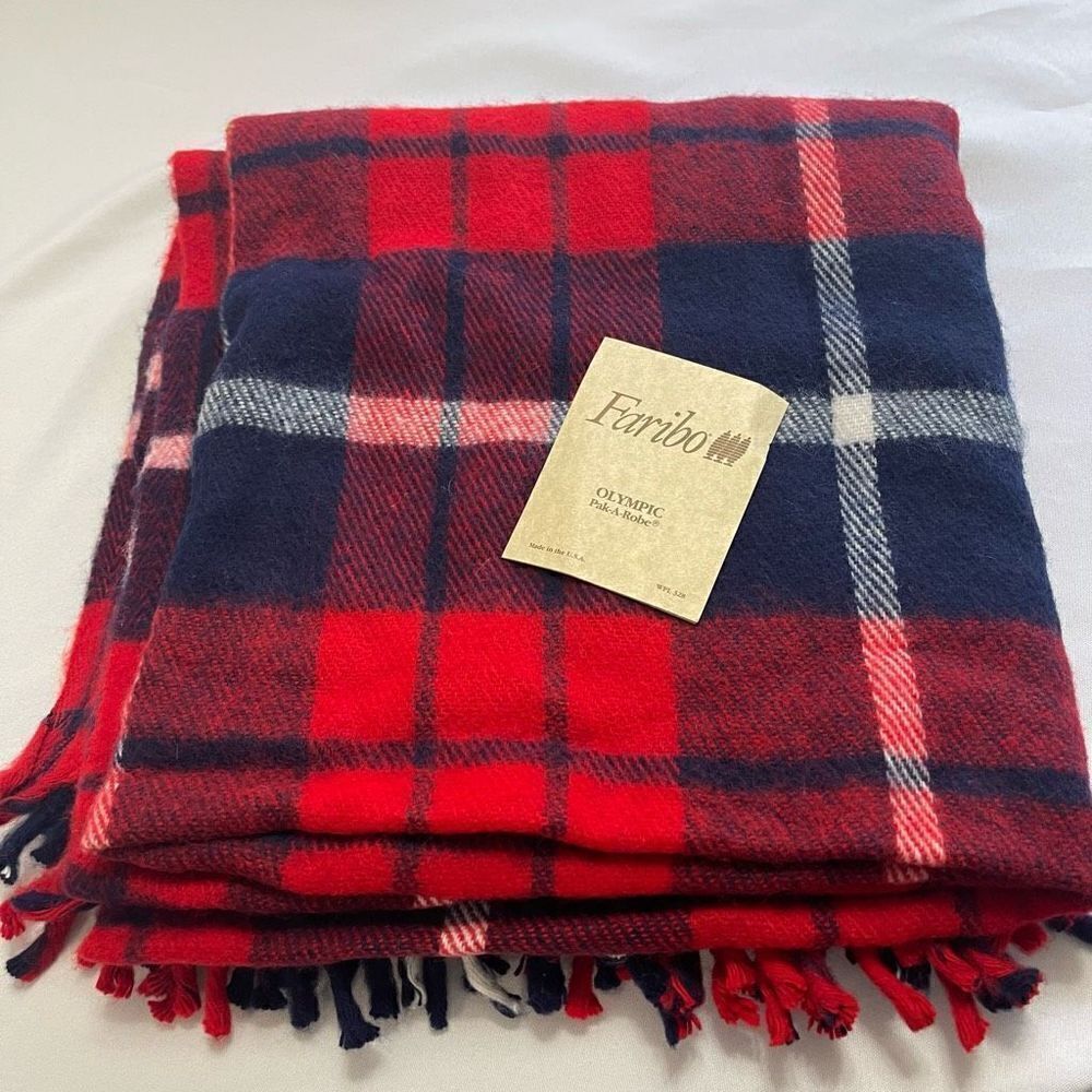 Faribo Woolen Mill Company Acrylic Plaid Wool Fringe Blanket Throw